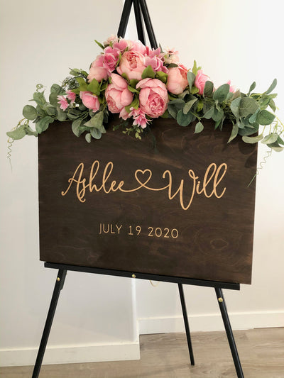 Wedding Welcome Sign - Stained Wood