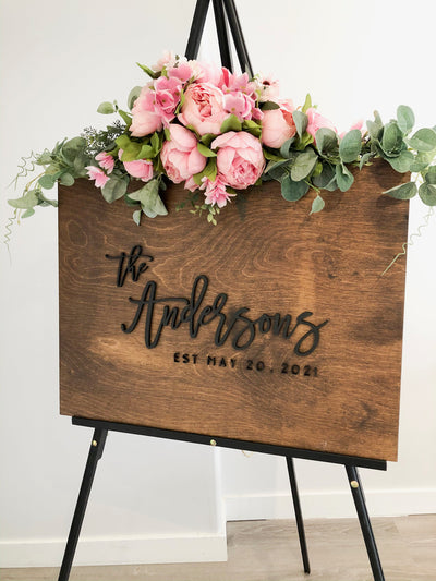 Wedding Welcome Sign - Stained Wood