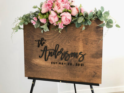 Wedding Welcome Sign - Stained Wood