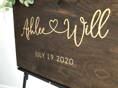 Wedding Welcome Sign - Stained Wood