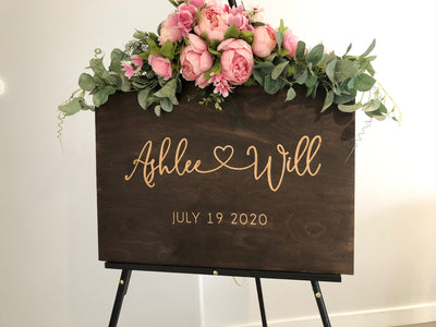 Wedding Welcome Sign - Stained Wood