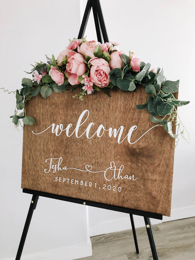 Wedding Welcome Sign - Stained Wood