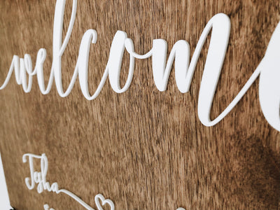 Wedding Welcome Sign - Stained Wood