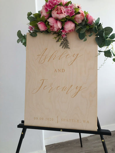 Wedding Welcome Sign - Natural Wood