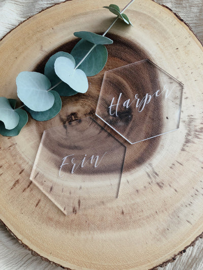 Wood Hexagon Place Cards