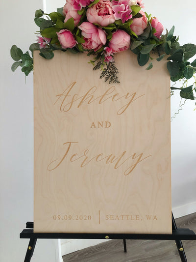 Wedding Welcome Sign - Natural Wood