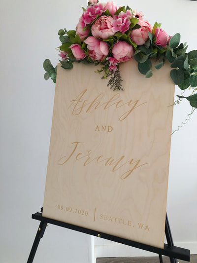 Wedding Welcome Sign - Natural Wood