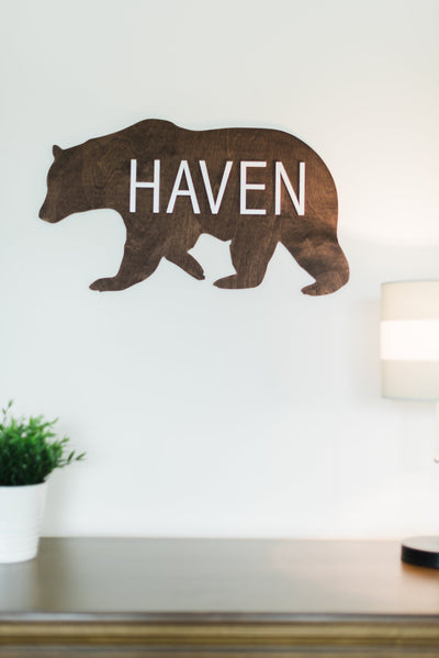 Wood Bear Name Sign